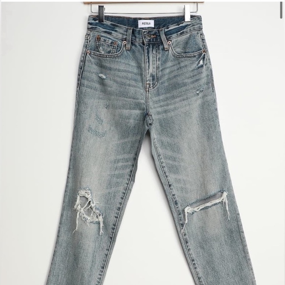 Pistola Presley '90s Roller Med Wash High-Rise Distressed Jeans. - Picture 3 of 15